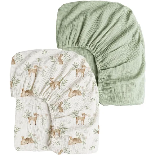 Vista 10 de Konssy Sábanas de Muselina para Cuna para Niña y Niño, 2 Piezas de Sábanas de Bebé de Algodón Suave y Transpirable para Colchón de Cuna Estándar