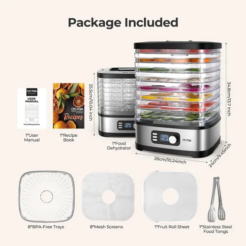 Vista 7 de OSTBA Food Dehydrator, 8 BPA-Free Trays, Adjustable Temp to 158°F, 240W