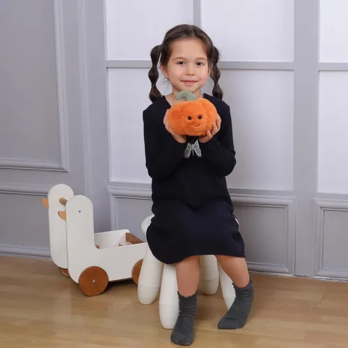 Vista 3 de Apricot Lamb Juguetes de verduras, peluches de calabaza fresca, animal de peluche suave, perfecto para niños (calabaza naranja, 4.5 pulgadas)