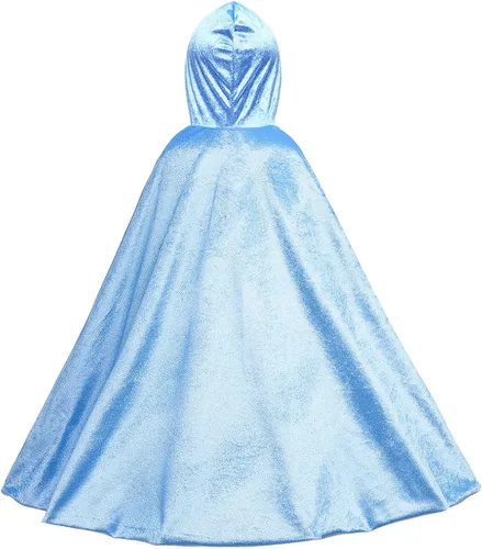 Vista 3 de Luzlen Disfraz de princesa de piel con capucha para cumpleaños Halloween cosplay para niñas