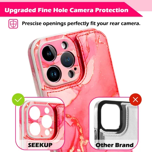 Vista 4 de Funda tipo cartera para Apple iPhone 14 Pro de 6.1 pulgadas, tarjetero de piel sintética con bloqueo RFID, funda para teléfono celular