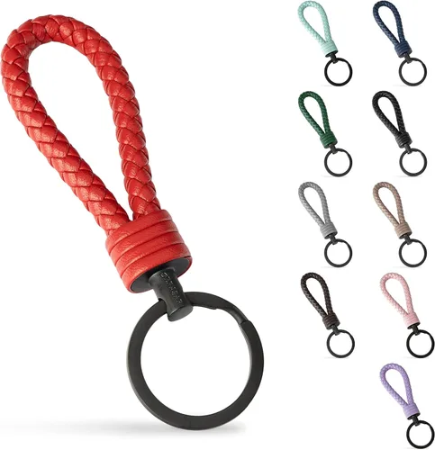 Vista 11 de SERASAR Leather Keychain [Strong] - with Additional Stainless Steel Key Ring for Small Keys - with Gift Box