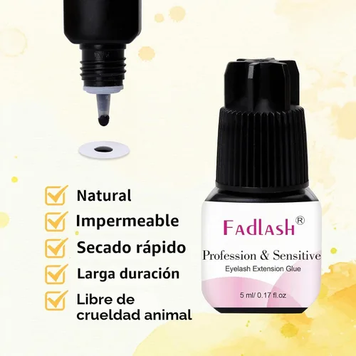 Vista 5 de FADLASH - Pegamento para extensiones de pestañas, extra fuerte, 0.2 fl oz, 1 S, tiempo de secado, 8 semanas de retención de pestañas, pegamento