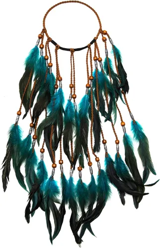 Vista 5 de LUREME Diadema de plumas hippie para mujer, disfraz indio, accesorio para el cabello de plumas (Hb00010)
