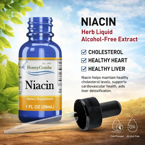Vista 3 de HoneyCombs Vitamina B3 Niacina Líquida 500% DV Niacinamida B3 Suplemento Sublingual Complejo B Vitamina - Hecho en Estados Unidos - Niacina Vitamina