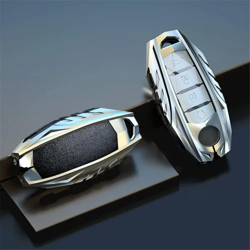Vista 4 de Funda metálica para llavero Nissan Altima Maxima Armada Rogue Sentra GT-R 370z Infiniti G25 G35 G37 Q60 Q70 Q80