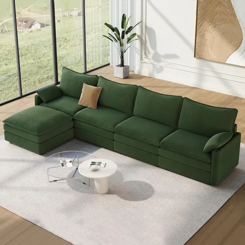 Vista 117 de Vesgantti Sofá modular de 108 pulgadas, cómodo sofá de nube con asiento profundo otomano movible, sofá modular en forma de L, sofás seccionales