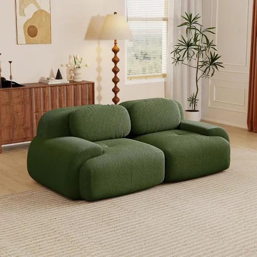 Vista 55 de Sofás seccional modular de 80" sin huesos modernos para sala de estar, juego de sofás comprimidos de 2 plazas con asiento profundo, sin necesidad