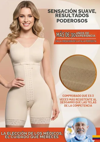 Vista 5 de Sonryse Fajas Colombianas Reductoras y Moldeadoras Postpartum Girdle Tummy Control Shapewear Beige - 4 niveles de ganchos - Pp086