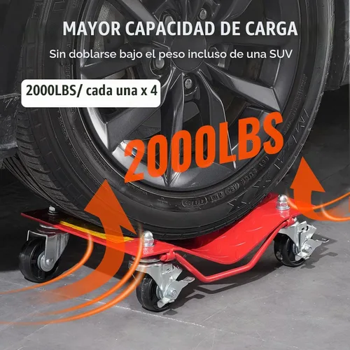 Vista 3 de VEVOR Plataforma con Ruedas, Capacidad de 8000 libras Movedor de Autos de Acero Resistente, Juego de Plataformas con Ruedas para Neumáticos de Auto