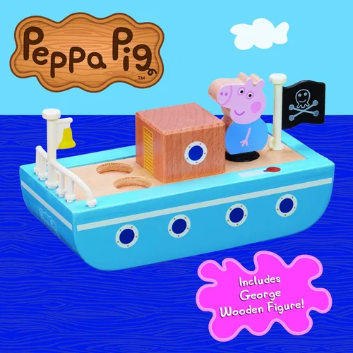 Vista 2 de Peppa Pig Grandpa Pigs - Barco de madera, juguete de madera sostenible certificado FSC, juguete preescolar, juego imaginativo, regalo para niños