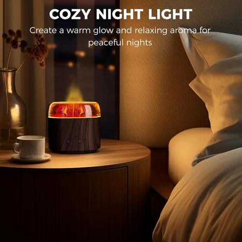 Vista 5 de Mini Difusor de Aire Bonfire, Difusor Ultrasónico de Aroma de Niebla Fría para Aceites Esenciales, Humidificador de Niebla de Fuego con Brillo LED
