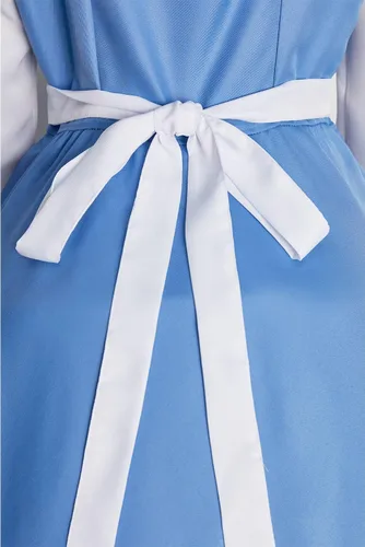 Vista 8 de Disfraz de sirvienta para mujer, vestido de cosplay, delantal Azul