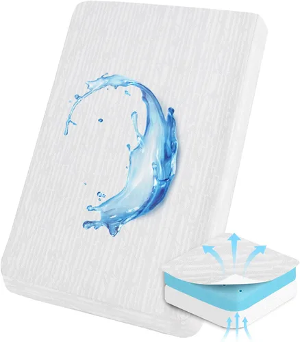Vista 8 de Cubrecolchón de cuna de 52 x 27 x 2 pulgadas para cama de niño/cuna, protector de colchón de espuma viscoelástica a prueba de agua con funda