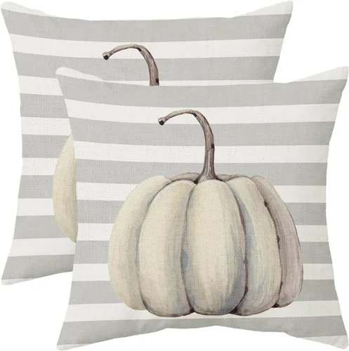 Vista 15 de Juego de 2 fundas de almohada de otoño de 16 x 16 pulgadas, color azul aguamarina, calabaza, girasol, cosecha, Acción de Gracias, para exteriores