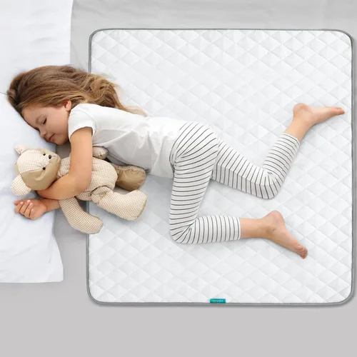 Vista 6 de Protector de colchón impermeable para cuna, almohadillas para orina de 27 x 38 pulgadas, color gris 4 Layers Incontinence Bed Pads, Non-Slip &