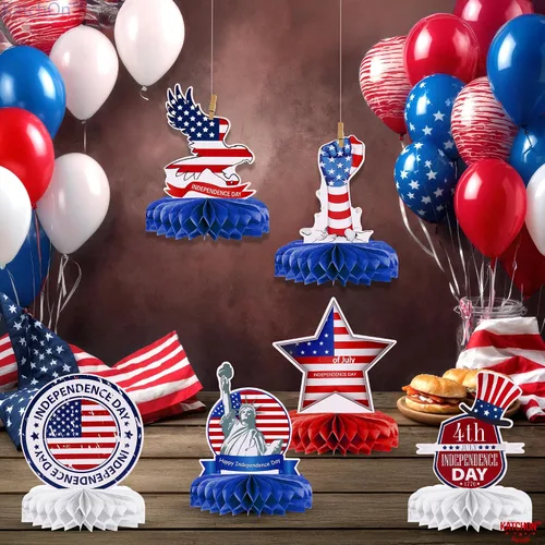 Vista 8 de KatchOn, Centros de mesa para mesas del 4 de julio, paquete de 9, decoraciones de mesa del 4 de julio, centros de mesa patrióticos para decoraciones