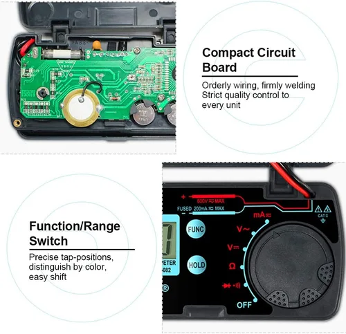 Vista 4 de allsun Mini rango automático plegable multímetro digital probador automotriz AC DC Volt AMP Ohm LCD Voltímetro de viaje Amperímetro probador