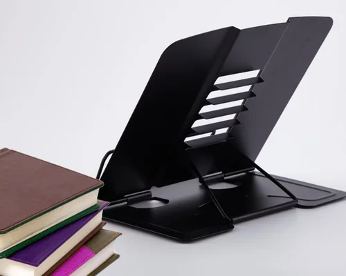 Vista 9 de Soporte de libro para leer manos libres, soporte de metal para libros de lectura, soporte ajustable para libros de cocina, soporte para libros