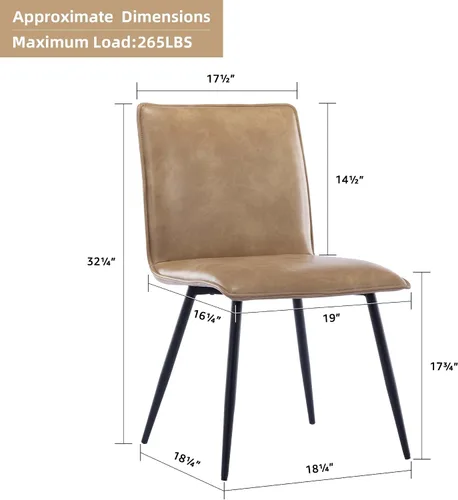 Vista 3 de DUHOME Juego de 4 sillas de comedor de piel sintética para restaurante camel
