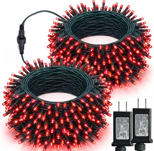 Vista 18 de Luces de Navidad, 1000 luces LED de 328 pies para árbol de Navidad enchufables con 8 modos, control remoto, tira de luces de Navidad impermeables