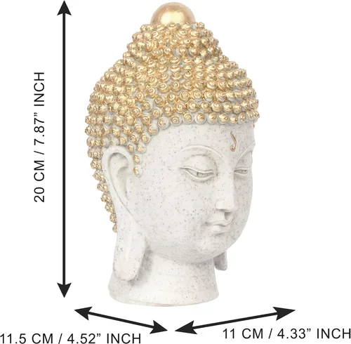 Vista 4 de eCraftIndia Cabeza decorativa de Buda Polyresin Showpiece