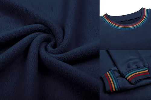 Vista 4 de WIHOLL - Suéteres de manga larga con cuello redondo y rayas arco iris para mujer, sudaderas lisas y mullidas