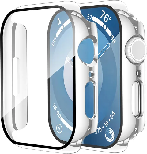 Vista 11 de Smiling Paquete de 2 fundas compatibles con Apple Watch Serie 3/Serie 2 de 1.49 pulgadas, protector de pantalla vidrio templado, carcasa rígida