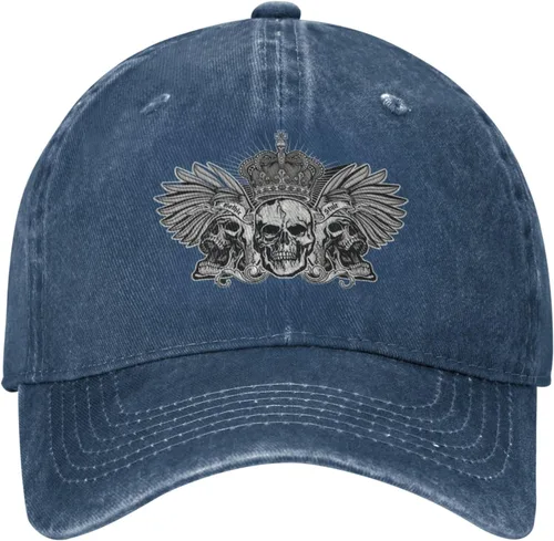 Vista 2 de Cowboy Hat Trendy Hats for Man and Women Djustable Four Season Outdoor Baseball Cap of Hell Skull with Angel Navy Blue