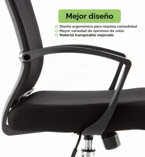 Vista 6 de Modern Home Zuna Silla de oficina con respaldo medio, respaldo ergonómico de malla con respaldo de malla (color blanco/negro)