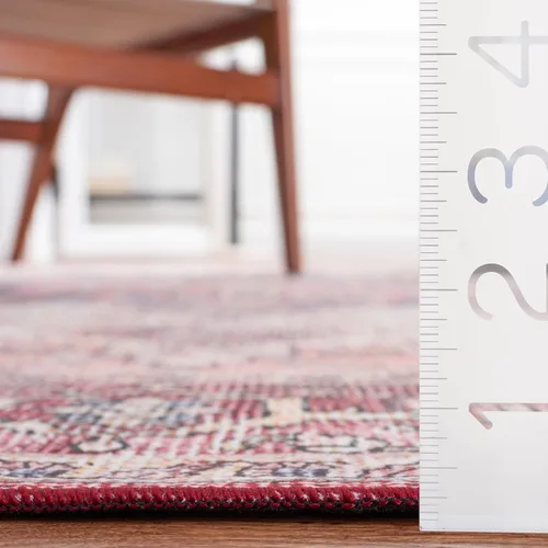 Vista 2 de SAFAVIEH Tucson Collection - Alfombra lavable de 2 pies 6 x 8 pies, color beige y rosa, antideslizante, ideal para zonas de alto tráfico en sala