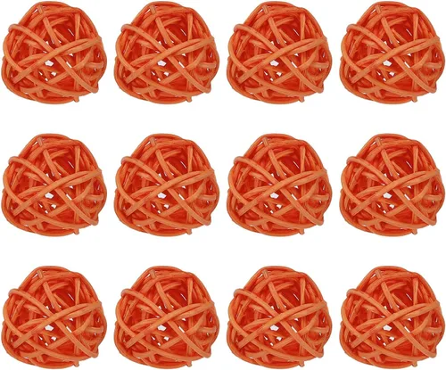 Vista 6 de MECCANIXITY 20 bolas decorativas de mimbre de ratán de 1.2 pulgadas para rellenos de jarrones, bodas, jardines, fiestas de pasillo, color negro