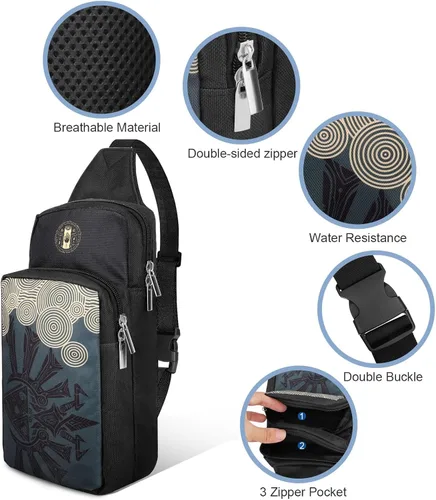 Vista 5 de Xishwon Backpack Carrying Travel Bag for Nintendo SwitchLiteOLEDConsoleDockJoy-Cons&Accessories Storage, Portable Nylon Waterproof Crossbody