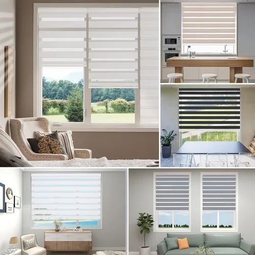 Vista 18 de Changshade Smart Motorized Zebra Blinds Blackout Remote Control Work with Alexa, Google Home, Apple Homkit, Custom Size Electric Power Indoor Window