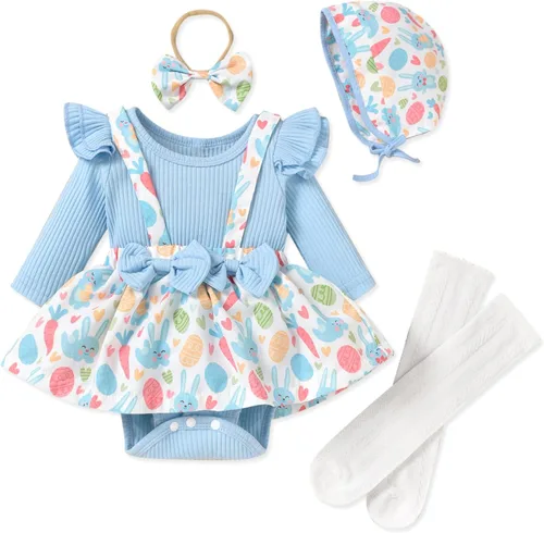 Vista 140 de Unutiylo Ropa de bebé recién nacida prematura con tirantes, traje de otoño e invierno, traje de manga larga con volantes