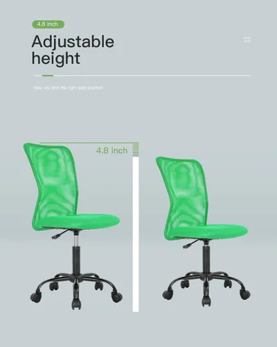 Vista 2 de Silla de oficina de malla simple, silla de oficina ergonómica sin brazos, silla de oficina en casa, silla de computadora ajustable, silla giratoria