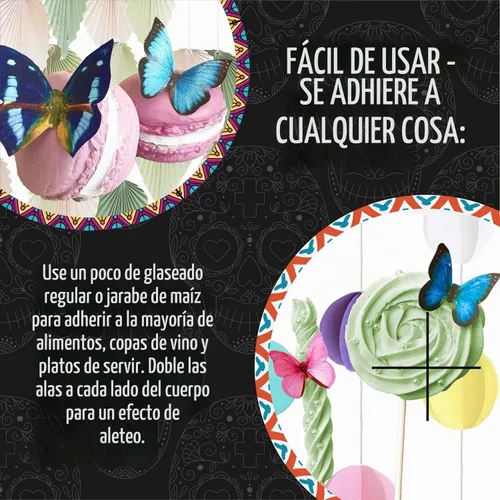 Vista 7 de Juego surtido de 24 polillas comestibles de cabeza de muerte pequeña – Obleas para pasteles y cupcakes – polillas comestibles para decoración