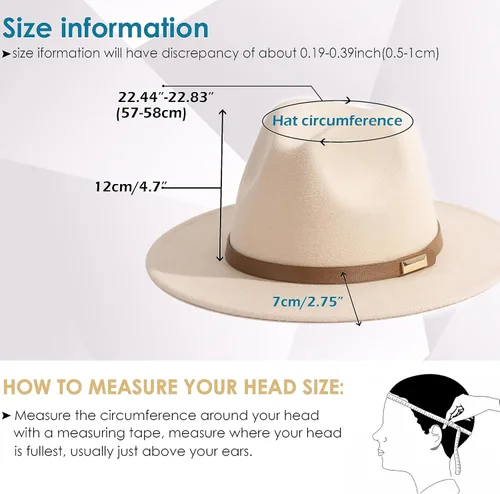 Vista 35 de Sombreros Fedora para hombre, sombrero Panamá de ala ancha con cinturón clásico Unisex Felt Fedora, Adjustable Fit, Breathable Sweatband, All-Day