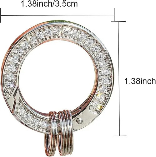Vista 6 de Llaveros de cristal para mujer, con diamantes de imitación brillantes, sistema de llavero decorativo con 3 anillos de grupo, Oro, Pequeño, Bling