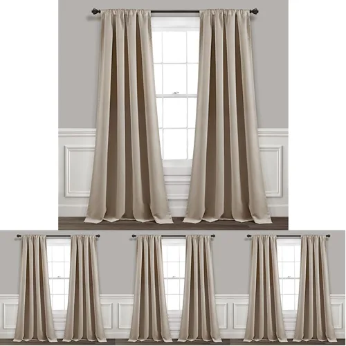 Vista 14 de Lush Decor Paneles de cortinas aisladas para oscurecer la habitación, con bolsillo para barra, par de cortinas largas para dormitorio o sala