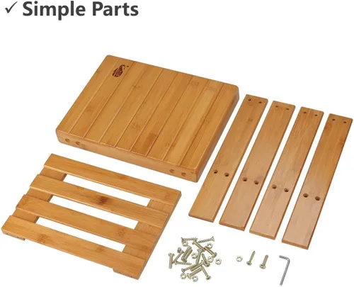 Vista 10 de ASelected Taburete de ducha de madera de 13 pulgadas con estante