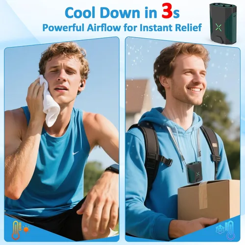 Vista 5 de Fotgear Mini ventilador de cintura portátil, 100 velocidades, 36000 rpm, flujo de aire fuerte, 4500 mAh, alimentado por batería, máximo 16 horas
