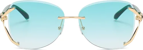 Vista 5 de VOLCHIEN Gafas de sol sin montura para mujer montura brillante lentes redondas montura de metal gafas de sol para mujeres y hombres VC1012
