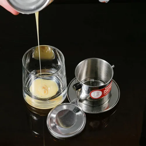 Vista 4 de Juego de filtros de café vietnamita También se le conoce como cafetera vietnamita o prensa extragrande, Acero inoxidable