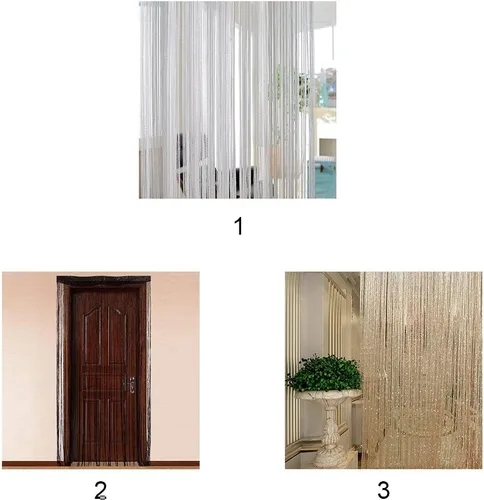 Vista 5 de Cortinas de cuerda con cuentas para puerta, panel divisor, mosquitero para decoración de pared de puerta y ventana, 78.7 in x 39.4 in