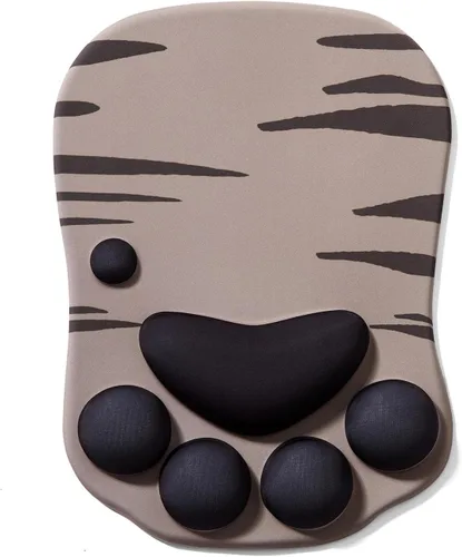 Vista 11 de Alfombrilla de mouse ergonómica con diseño de pata de gato, con soporte para muñeca, gel de silicona, diseño lindo y kawaii, azul y rosa, hogar