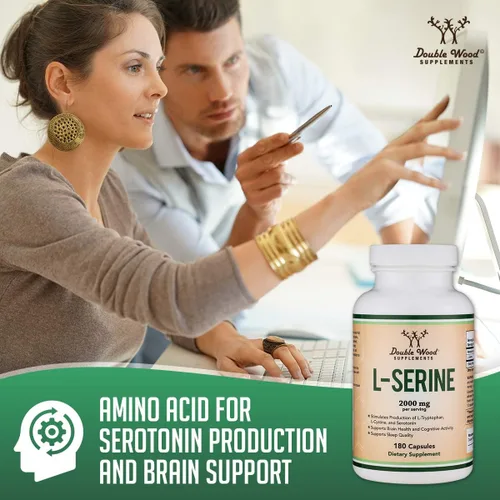 Vista 6 de Cápsulas de L-serina (probadas por terceros) – porciones de 2,000 mg utilizadas en estudio clínico, 180 unidades, 500 mg por cápsula