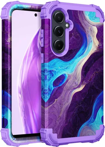 Vista 34 de Hocase Funda para Galaxy A37 5G, protección resistente a prueba de golpes, parachoques de goma de silicona suave+funda protectora híbrida