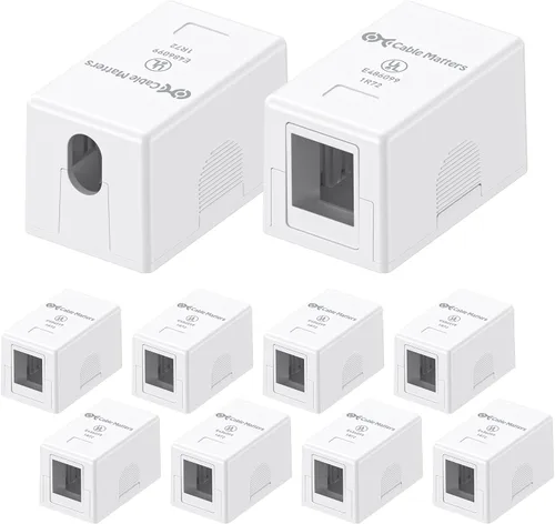 Vista 8 de Cable Matters Caja de montaje en superficie con conector Keystone de 1 puerto con certificación UL, color blanco