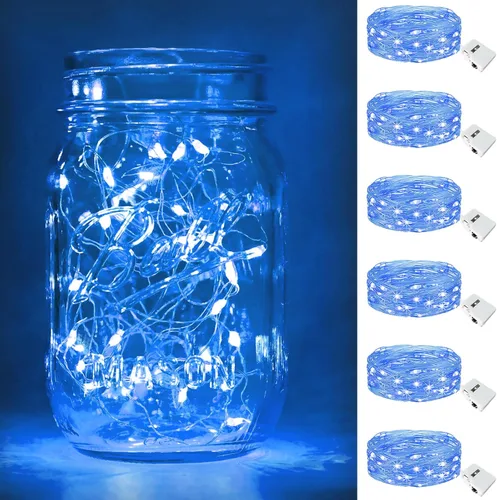 Vista 43 de btfarm - Paquete de 6 luces de hadas con pilas, luces parpadeantes con 3 modos